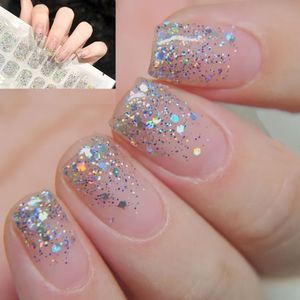 22-Vinger Glitter Nagelstickers, Simpele en Gel Nagelstickers voor Manicure Thuis, Trendy Lange Nagelstrips, Geen Lamp Nodig, Perfect voor Thuisgebruik en Reizen