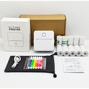 X6 met 10 Papierrollen Draadloze Mini Foto Thermische Printer, Met Mobiele App, USB Opladen, Voor T