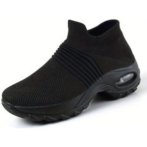 Dames Sneakers Met Luchtbed, Lichtgewicht Gebreide Instapschoenen, Ademende Hardloopschoenen