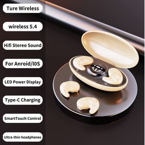 Draadloze -oorbellen - Ultra-dun ontwerp, dubbele microfoon, lage latentie, IOS- en -compatibele in-ear sport-subwoofer-oorbellen - Perfect voor stilte in de nacht