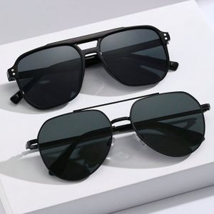 2 stuks Herenbrillen met geometrisch dubbel bruggentje montuur van kunststof en ijzeren modebril voor dagelijkse kledingaccessoires