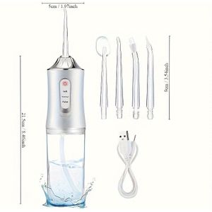 Elektrische met Intelligente Chip voor Nauwkeurige Drukregeling & 360° Draaibare Mondspoelmondstuk - Draadloze Mondreiniger met USB Oplaadbare Batterij, Ideaal voor Thuis & Reizen, voor Tanden