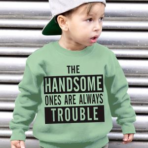 Jongens' Herfst- en Wintermode Fleecegevoerde Hoodie met "De Aantrekkelijken Zijn Altijd Probleem" Letterprint Casual Lange Mouwen Trui