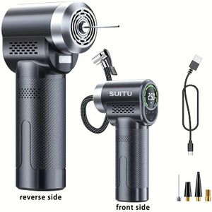 Drabare draagbare handmatige bandenpomp met bandenspanningsmeter voor auto's, motorfietsen, elektrische fietsen en ballonnen, enz