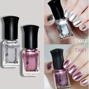 2 stuks MY-DANCE spiegel glans nagellak, hypoallergeen, loodvrij, snel , langdurig, metallic finish, vloeibare nagellak voor volwassenen