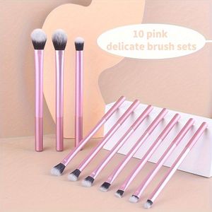 10st Nieuwe Vezelborstel Oogschaduwborstel Multifunctionele Oog Schoonheid Make-up Borstel voor Meenemen