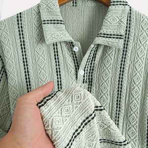 Herrenmodehemd, Herren Freizeitkleidung, Sportshirt für Männer, Jacquard-Textur Kurzarmhemd