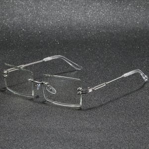 1 Paar Heren Bril zonder Montuur in Vierkante Retro Stijl met Heldere PC Lenzen en Zinklegering Montuur - Perfect Cadeau voor Vrienden, Casual Kleding, Brillenaccessoires