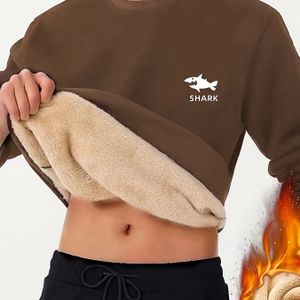 Met Fleece Gevoerd Trendy Sweatshirt, Casual Grafisch Ontwerp Herensweatshirt Met Ronde Hals Voor Heren Herfst Winter