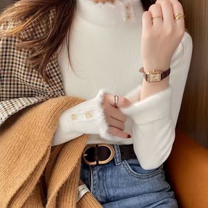 Dames Franse Chic Half-High Neck Trui - Lange Mouw Winter Warmte, Elegante Knoopsluiting, Zachte Warme Stof voor Herfst/Winter Gelaagd