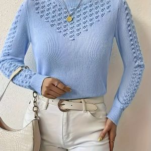 Elegante Top met Ronde Hals en Lange Mouwen voor Dames | Kleur, Geschikt voor Herfst/Winter