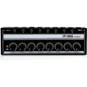 HA800 8-Kanaals Hoofdtelefoonversterker met Volumeknoppen & Niveau/Volume Metingen - Studio & Live Optreden Audio Versterker voor , Muzikanten, Producenten (Geen Batterij Inbegrepen)