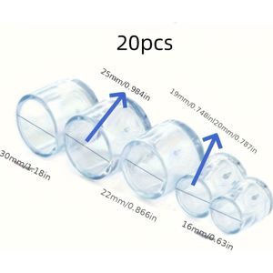 20 stuks Transparante Stoelpootbeschermers, Krukvoetjes om Wrijving en Geluid te Verminderen