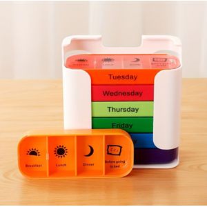 VANYARLIFE Wekelijkse Pillendoos met Capaciteit | Dagelijkse Verwijderbare Vakken voor de Morgen, Middag, Avond en Nacht, Gemengde Kleur Plastic Wekelijkse Medicatie Planner