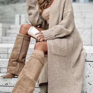 Oversized Lange Jas - Winterwarmte – Zwaaiende Kraagjas, Beige//(Meerdere Kleuropties) | Elegante Casual Buitenkleding voor Jurken, Rokken & Broeken | Handwasbare Dikke Truijacoat
