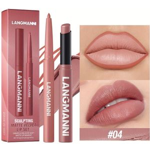 2PCS/Set Matte Lippenstift Lipliner Set - Fluweelzacht Nude Langhoudende Waterproof Make-up , Geweldig Cadeau