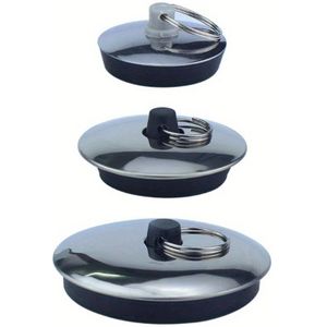 3pcs Stainless Steel Sink Drain Stoppers With Rubber Seal - Multipurpose Laundry And Mop Sink Plugs, Leak-proof Lid Covers For Bathroom Or Kitchen Drains, Bathroom Sink Drain Stopper