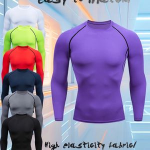 Mannen T-shirt Met Lange Mouwen In Kleur, Ademend Sneldrogend T-shirt Mannen Zomerkleding Hoge Stretch Compressie T-shirt Voor Sport Fitness Hardlopen Basketbal Bergbeklimmen Fietsen