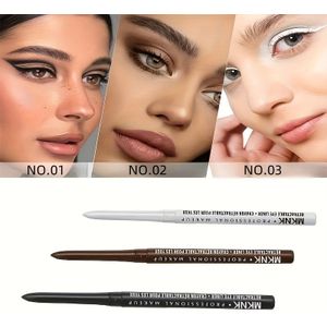 3-delige Waterdichte Eyeliner Potloden - Vlekvrij, Langhoudende Make-up in , Wit, Zwart - Perfect voor Feestjes & Dagelijkse