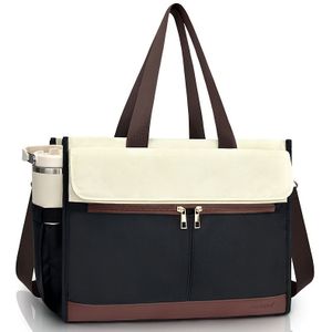 Women's 15.6" Laptop Tote Bag With Insulated Side Pocket - 40oz, Black Oxford Cloth, Durable Shoulder Straps, Ideal For Work & Daily Use, Office Tote Bag||durable Handle, Laptop Bag