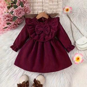 Babymeisje's Casual Corduroy Jurk Voor Lente/Herfst - Stijlvolle Elegante Jurk, Buitenkleding