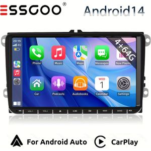 ESSGOO 4+64G 9 Inch Auto Stereo voor Golf MK5, Golf 6, Polo, Passat, Seat en RCD330 met & Auto, 14 BT Touchscreen Radio WiFi GPS RDS Navi AHD Camera MIC, zonder batterij