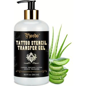 PJORDO Professionele Tattoo Transfer Gel Oplossing - 8.8fl.oz (264ml) Langdurige Sjabloonprimer & Huidoplossing voor Perfecte Tattoo Ontwerpen, Flesverpakking, Tattoo Sjablonen