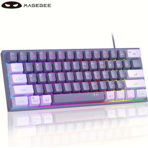 MageGee Mini Gaming Toetsenbord met RGB-verlichting, Ergonomisch Ontwerp TS91, 61-Toets Compact Uitvoering voor PC/MAC/PS4/ One - Violet