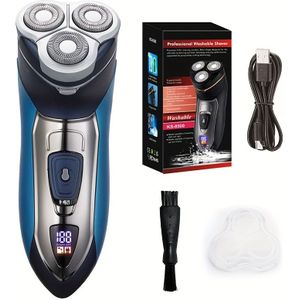 Mannen 2-in-1 Elektrisch Scheerapparaat & Razor met Slim Display, IPX6 Wasbaar, 60 Minuten Loopduur, Baardtrimmer, Type-C Snel Opladen, voor Baaard, Snor, Sik - Ideaal Cadeau voor /Man/Koper