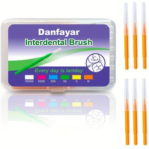 Danfayar 42-Borstel Interdentale Tandenborstelset voor Volwassenen, Zachte Borstels Elastische Stalen I-Vormige Gebitsreinigingskit