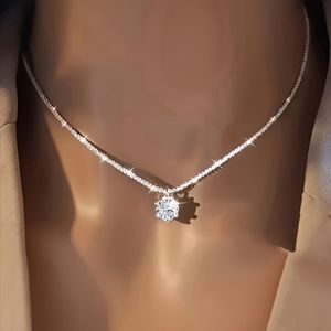 Elegant Women's 925 Copper Silver-plated Pendant Necklace - Vintage Bohemian Style Cubic Zirconia