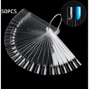 50 Stuks Transparante Nagelstaaltjes Voor Nagelkunstbenodigdheden Voor Nagellakdisplay En Thuisgebruik, Transparante Nagel Oefentips Monsterstaafjes Kleurendisplaybord Accessoires Met Ring