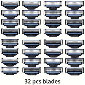 8/16/32 stuks 3-laags scheermesvervanging/handmatig scheerapparaat/herenscheermes/aluminiumlegering handvat/geschikt voor /met extra huidverzorgingsglijstrip