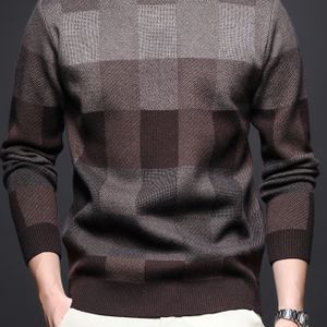 Herfst- en wintertrui voor heren: dikke pullover met ronde hals, eenvoudig casual gebreide top