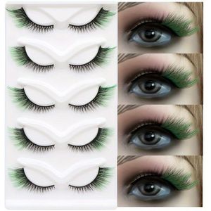 5 Pairs Kerstthema 3D Mink Wimper Sets, 0,07mm , 16-18mm Lengte, C Krul, Gemengd Pop, Katteoog, Volle en Volumineuze Stijlen, Herbruikbaar, Gekleurd, Perfect voor Feestjes en Podium Make-up