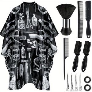 13-in-1 Kapperscape met Nekborstel, Haarkammen en Clips – Professionele Accessoires voor Styling en Reiniging