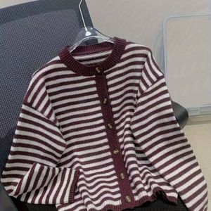 Nieuw Trendy Elegant Lange Mouwen Ronde Hals Gestreepte Vest voor Herfst en Winter