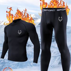2-delige Thermische Ondergoedset voor Mannen - Zwarte Sportbasislaag met Wolflogo, 4U Warmtebehoud voor Wandelen, Skiën & Koud Weer, Winterwarme Lange voor Skiën & Buitenactiviteiten