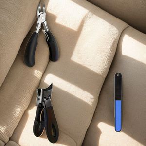 3-delige Professionele Nagelknipset voor Heren | Ergonomische Roestvrijstalen Trimmers met Mes en Nagelvijl voor Dikke & Ingegroeide Teennagels | Mat Zwart Design, Ideaal Kerstcadeau