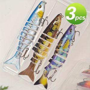 3 stuks Road Lure Lures, Multi-Sectional Vissen Kleurrijke UV Warmte-geprinte Plastic Aas Plastic Doos Verpakking Road Lure Set