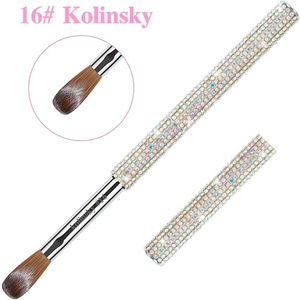 1pc Zilveren Nagelborstel, Ovaal Hoofd, Kolinsky, Grootte #8-#12, Ongeurend, Met Diamant Kolinsky Nagelborstel Voor Acrylnagels