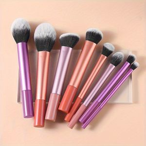 6 stuks/8 stuks Make-up Kwastenset - Inclusief Poeder, Contour, Blush en Foundation Borstels - Nylon Haren voor Alle Types - Ideaal voor Beginners