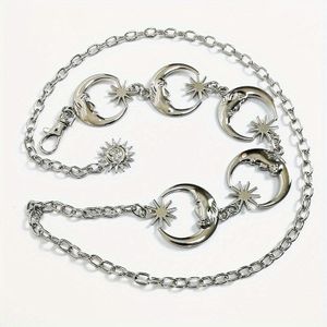 Rok Decoratieve Veelzijdige Riemaccessoires Zon Ster Hanger Gezicht Nieuwe Enkellaagse Metalen Riem