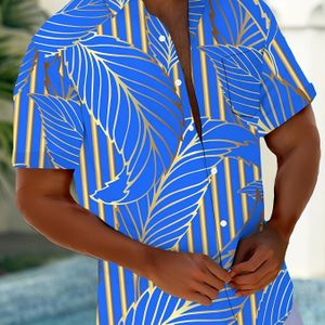 Herenshirt met grafische print en revers met korte mouwen, mannelijk casual overhemd met knopen voor dagelijks gebruik in de zomer en vakantieresorts