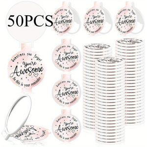 50 stuks mini witte ronde spiegeltjes, draagbare opvouwbare compacte make-upspiegel voor dagelijks gebruik, reizen, feesten, Valentijnsdag en cadeaus