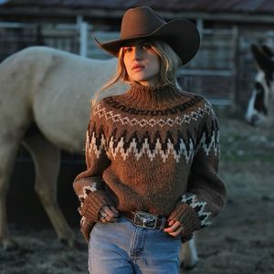 Fair Isle Stijl Trui, Herfst-Winter Lange Mouwen Ronde Hals voor Vrouwen, Casual Mode Pullover