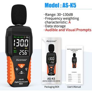 Aicevoos Digitale Geluidsmeter Decibelmeter 30-130dB Geluidsniveau Geluid Decibelmeter Decibel Monitor