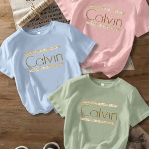 TEMU 3- Dames Casual Grafische T-Shirts - Zacht Stof, Ronde Hals, Korte Mouw, Zomerse Mode Tops met Letter Print in Lichtblauw, Roze & Mintgroen, Dames T-Shirts