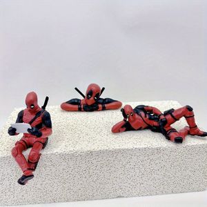 1pc/3pcs Set Marvel Avengers Deadpool Modellen, Deadpool Zittende Houding En Liggende Houdinguxeys, Auto Decoratie