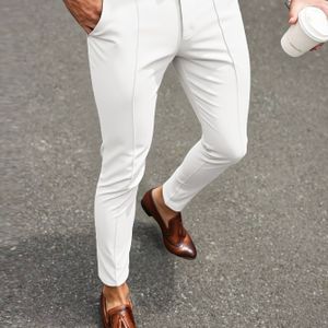 Casual Herenbroek - Comfortabele Stretch Licht Zakelijke Tapered Pijp, 98% Polyester 2% Elastaan, Machinewasbaar Kleur Reguliere Pasvorm voor Alle Seizoenen